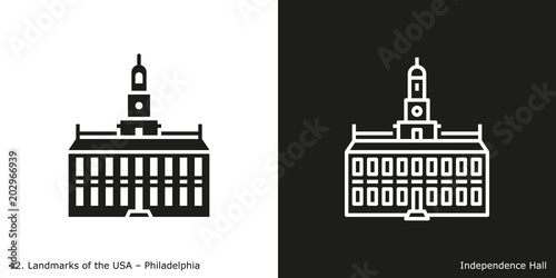 Philadelphia Independence Hall Famous American Landmark Icon In Line And Glyph Style Buy This Stock Vector And Explore Similar Vectors At Adobe Stock Adobe Stock
