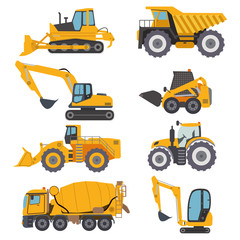 construction machinery vehicle industry truck equipment heavy machine concrete mixer, loader and cra