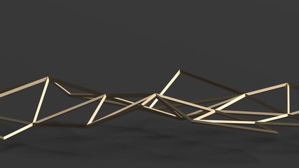 Poster - Abstract 3d rendering of geometric shape. Cgi loop animation with lines. Modern background with polygonal structure. Seamless motion design for poster, cover, branding, banner, placard. 4k UHD