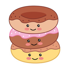 Poster - sweet dessert donuts kawaii cartoon vector illustration