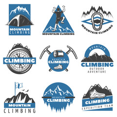 Sticker - Vintage Colored Mountain Climbing Labels Set