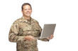 © Straight8Stock - U.S. Army Soldier, Sergeant. Isolated while holding laptop.