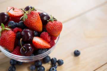 Wall Mural - Close-up of various fruits in bowl