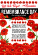 Poppy remembrance day 11 November vector poster