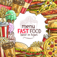 Sticker - Fast food lunch dish frame for restaurant menu