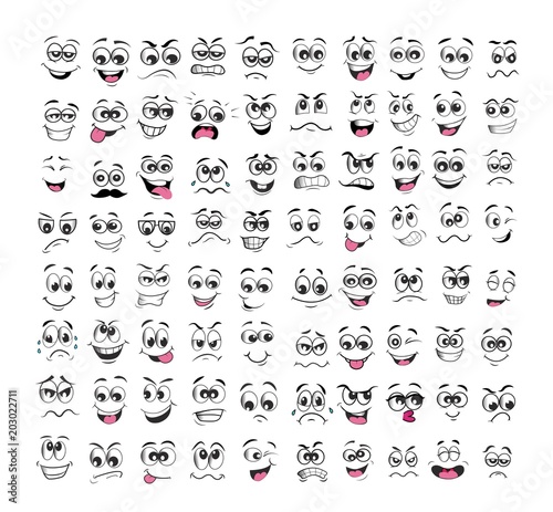 Fotomural face expression set cartoon. emotion vector illustration