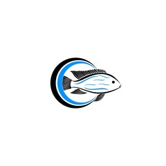 Vector tilapia. Hand drawn icon badge fish for design seafood packaging and market. abstract fish tilapia logo design