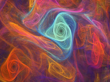 Abstract Colorful Painted Texture. Chaotic Orange, Red And Blue Swirly Shapes. Fractal Background. Fantasy Digital Art. 3D Rendering.