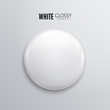 Blank white glossy badge or button. 3d render.