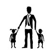 Father with children. Parenting. Vector illustration. EPS 10