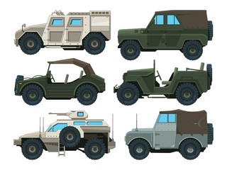 Canvas Print - Colored pictures of military heavy vehicles