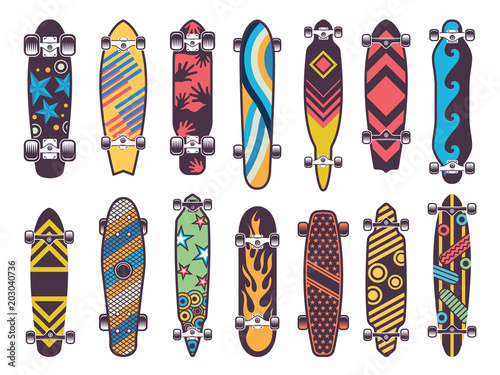 Fotomural Various colored patterns on skateboards