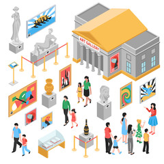 Wall Mural - Art Gallery Isometric Icons Set