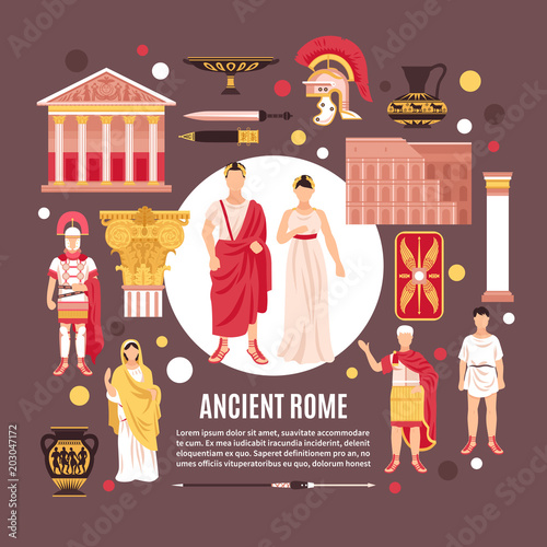 Fotomural Ancient Rome Flat Composition Poster