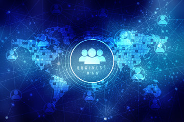 Poster - 2D Digital Abstract Business Networking background
