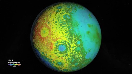 Wall Mural - seamless animation of the elevation topography of the moon. lola topographic map. elements of this i