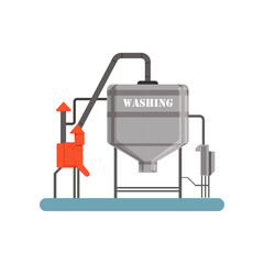 Sticker - Washing equipment, machinery for cleaning of grain, stage of bread production process vector Illustration on a white background