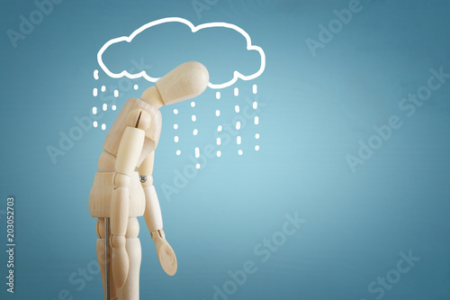 Cuadros en Lienzo image of wooden dummy with worried stressed thoughts