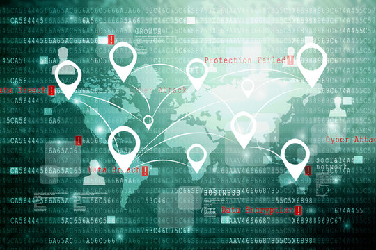 2d rendering Red map pointer with world map
