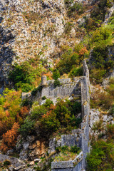 Canvas Print - Crumbling Fortification on Kotor Mountain