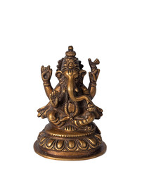 Wall Mural - Hindu God Ganesha Isolated on White Background, Clipping Path