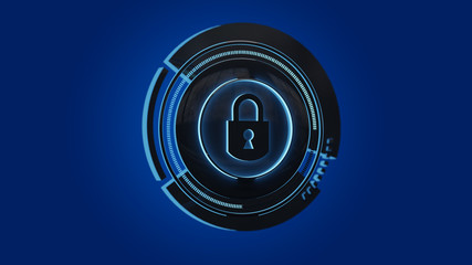 Poster - Shinny technologic locker security button isolated on an uniform background - 3d render