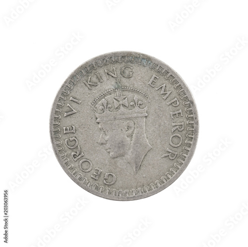 Poster George VI King Emperor, Half Rupee India 1942, Indian old Coin or Indian Currenc