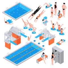 Wall Mural - Swimming Pool Isometric Elements