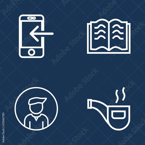 Premium Set Of Outline Vector Icons Such As Read Smart Technology Such As Read Smart Technology Book Internet Antique Fashion Business Pipe Phone Men Guy Literature Character Young Open Page Paper
