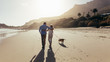 © Jacob Lund - Mature couple strolling along the beach with dog