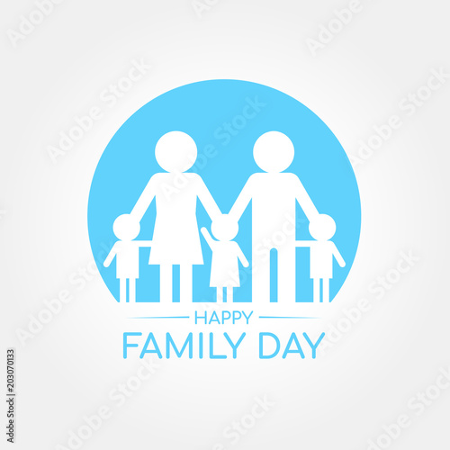 Happy Family Day Banner With Parents And Children Hand In Hand In