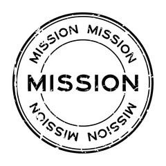 Canvas Print - Grunge black mission word round rubber seal stamp on white background