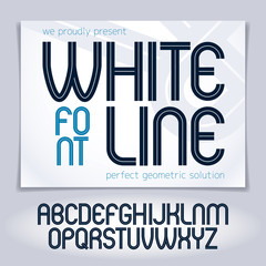 Poster - Vector upper case rounded alphabet letters made with white lines, best for use in logotype design in telecommunication theme