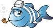© DDsign - Sailor fish with sailor hat and a pipe cartoon vector