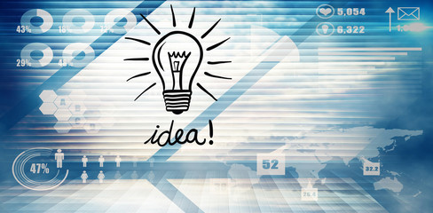Poster - Light bulb against futuristic technology interface