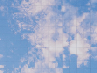 Poster - View of the clouds reflected in the glass office building. 3d rendering