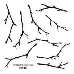 black ink hand painted stylized branches