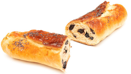 Sticker - Buns with raisins and jam on a white background