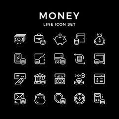 Sticker - Set line icons of money