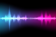 Colored Background Of Abstract Sound Wave Vector.
