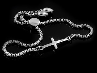 Wall Mural - Jewelry Bracelet with Crosses - Stainless Steel