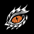 Vector eye of a dragon and monster - illustration, print, emblem design on a black background.