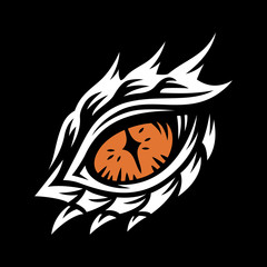 Wall Mural - vector eye of a dragon and monster - illustration, print, emblem design on a black background.