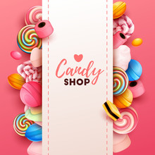 Colorful  Background With Sweets. Vector Illustration