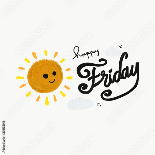 Happy Friday Word And Cute Smile Sun Painting Illustration Stock Illustration Adobe Stock Happy Friday Word And Cute Smile Sun Painting Illustration Stock Illustration Adobe Stock