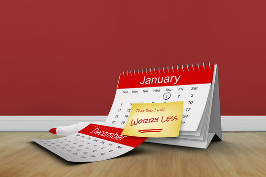 Composite image of new years resolutions on january calendar
