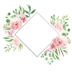 Watercolor Floral Geometric Frame