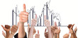 © vectorfusionart - Hands showing thumbs up against graph
