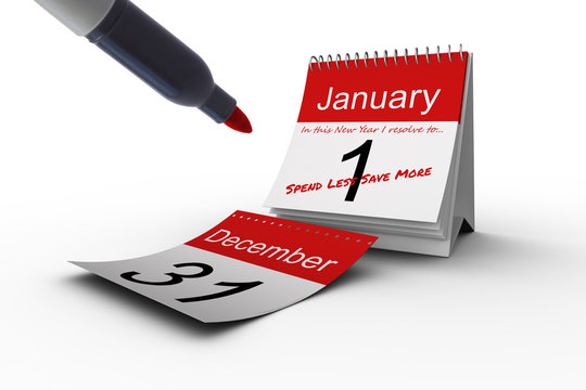 Composite image of new years resolutions on january calendar