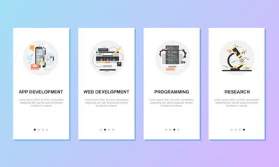 Onboarding screens for mobile app templates concept. Vector illustration.